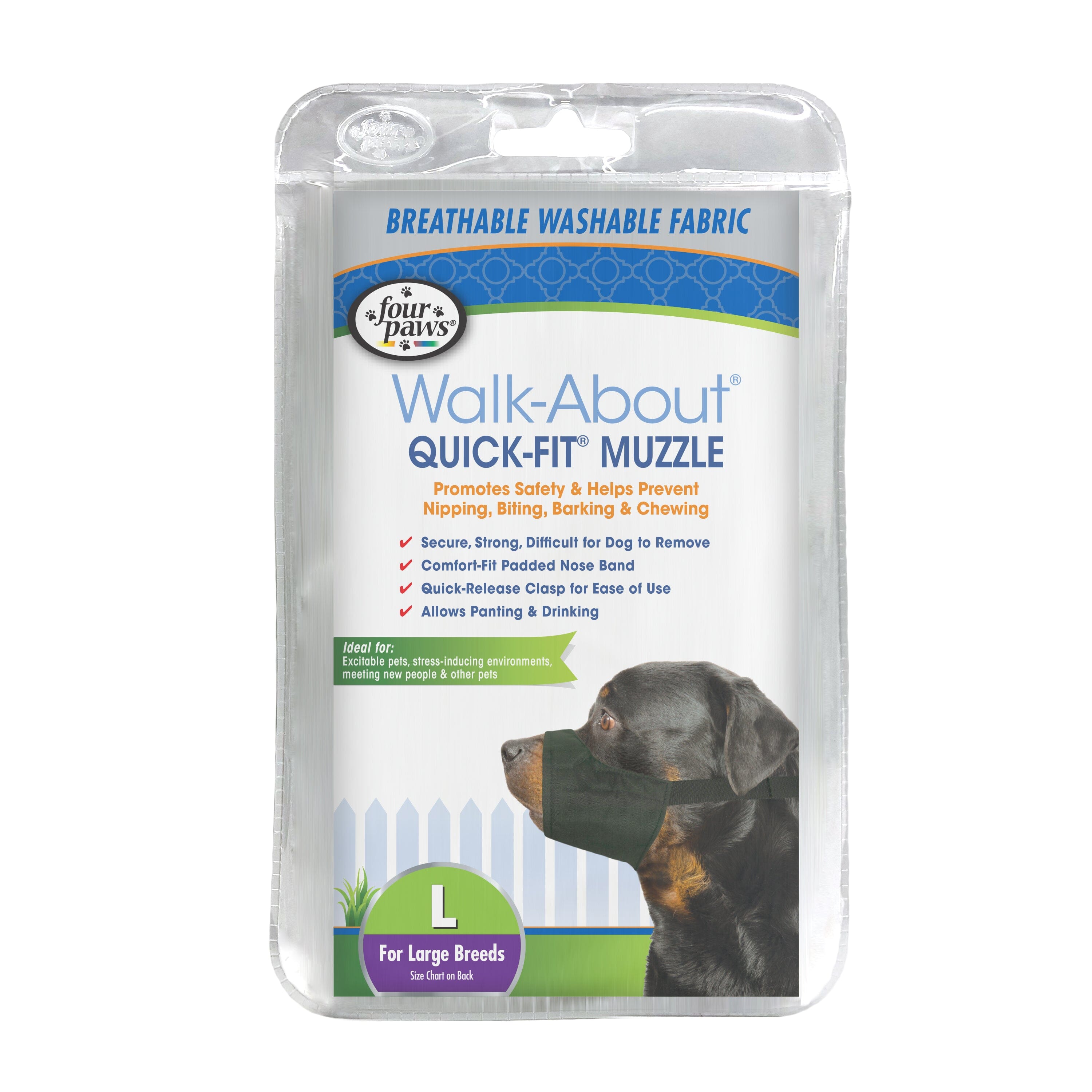 Four Paws Walk-About Quick-Fit Dog Muzzle - 4 - Large