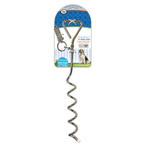 Four Paws Walk About Tie-Out Dog Spiral Stake Silver - No Cable