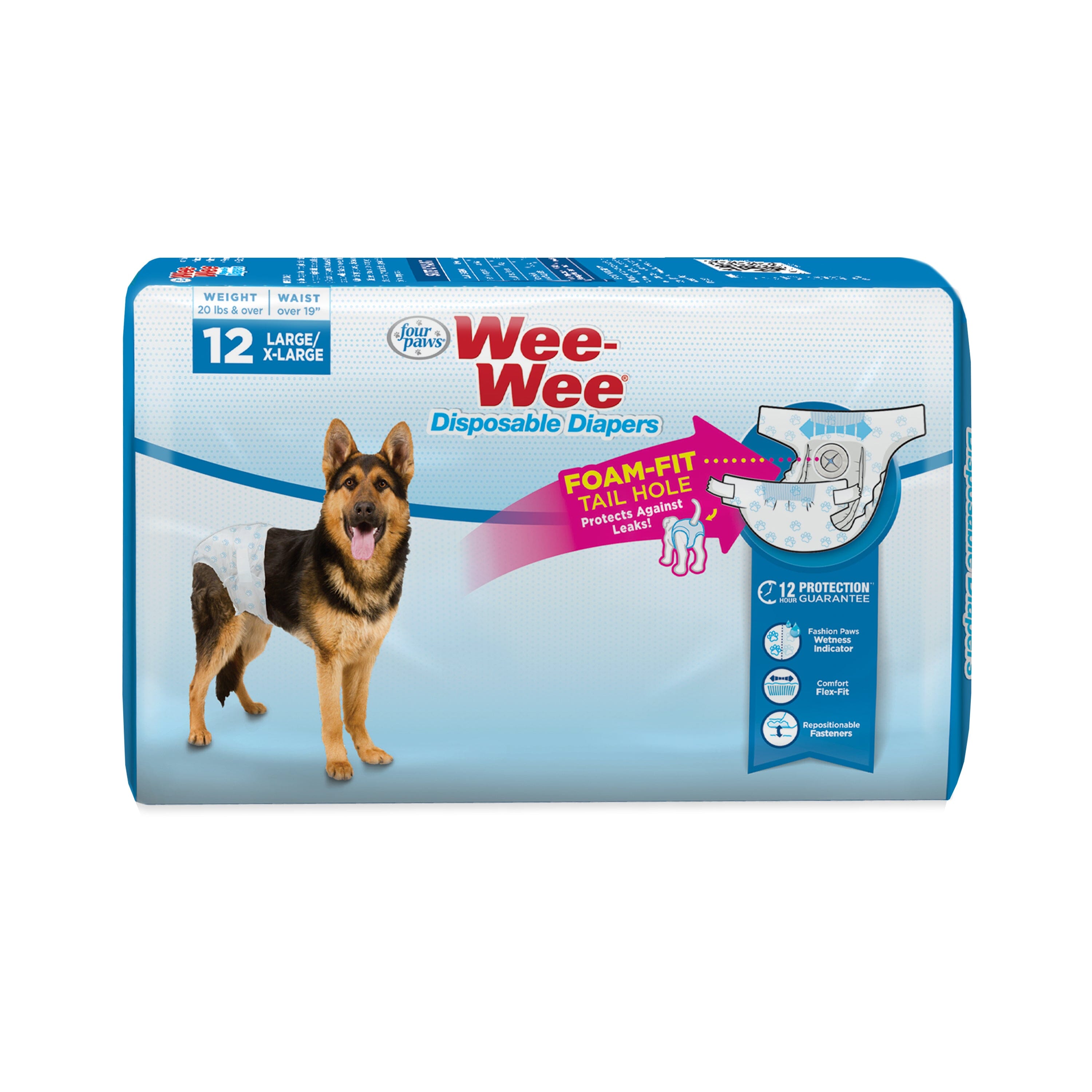 Four Paws Wee-Wee Disposable Dog Diapers Diaper - Large / XL - 12 Count