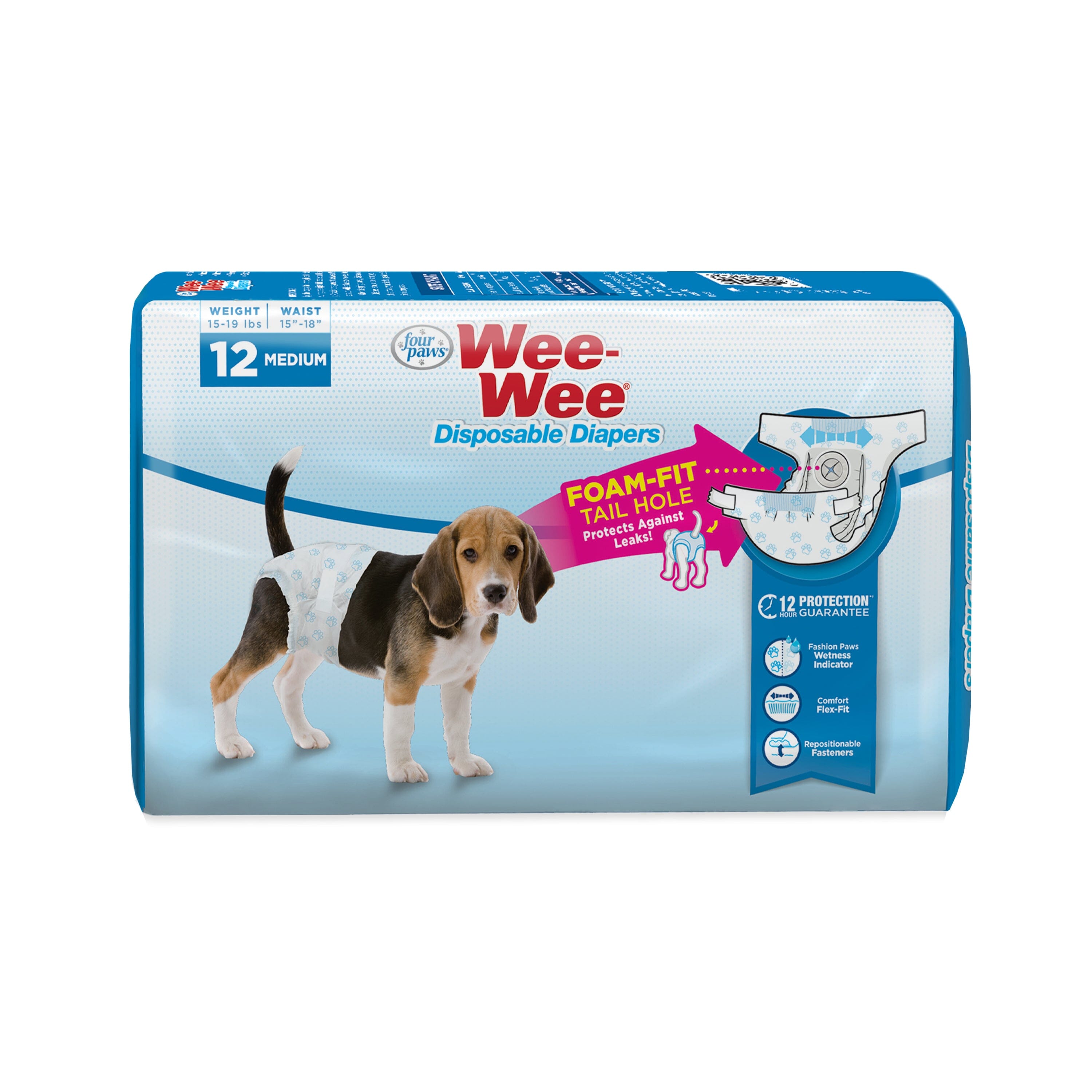 Four Paws Wee-Wee Disposable Dog Diapers Diaper - Medium - 12 Count