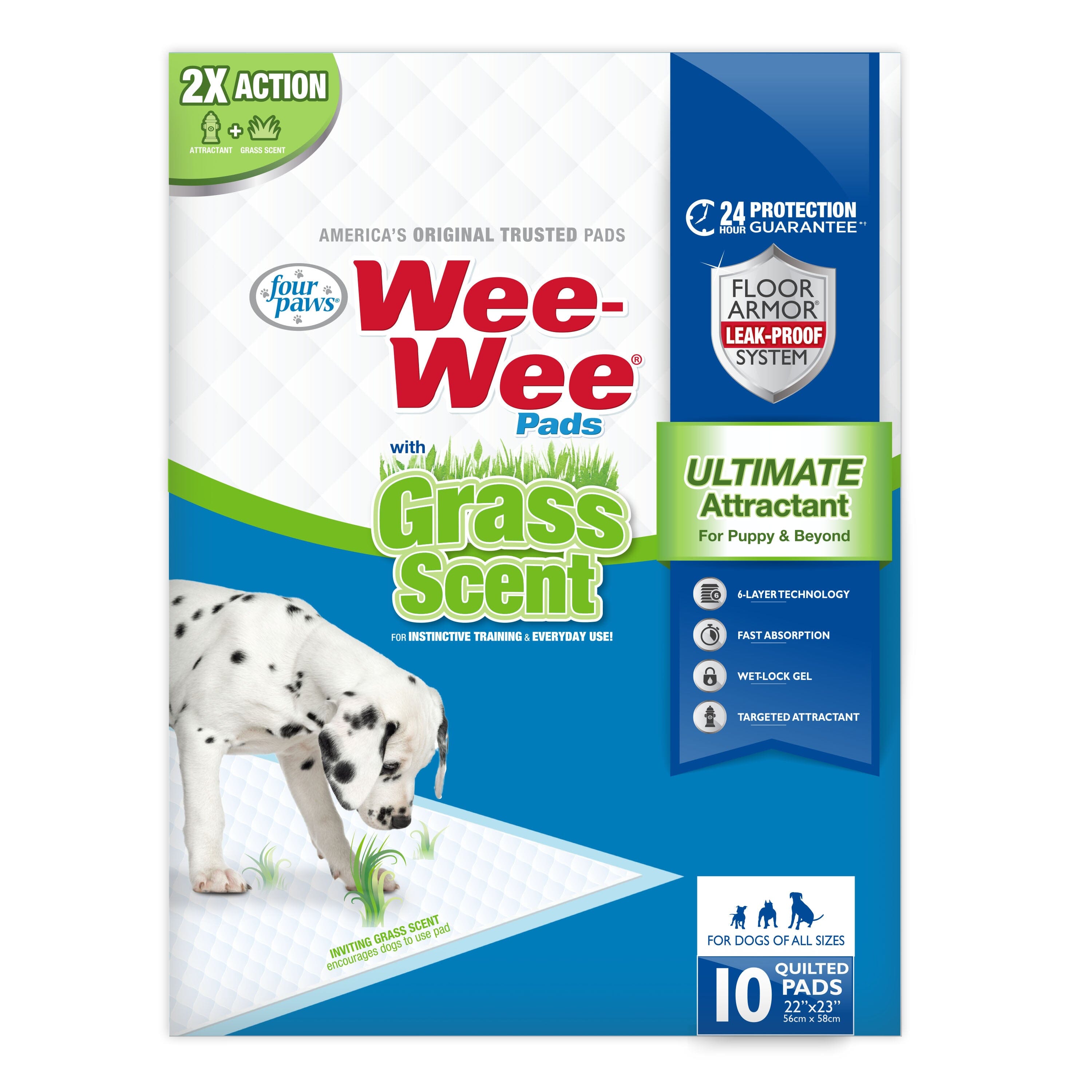 Four Paws Wee-Wee Grass Scented Puppy Pads Grass Scented - 10 Count