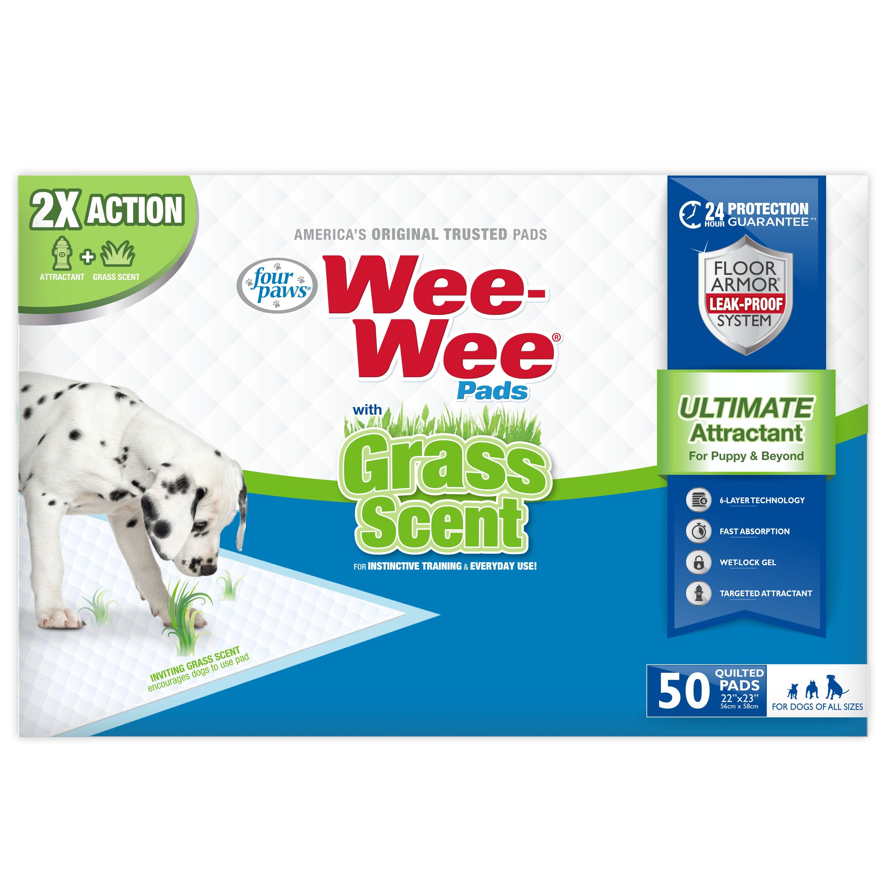 Four Paws Wee-Wee Grass Scented Puppy Pads Grass Scented - 50 Count