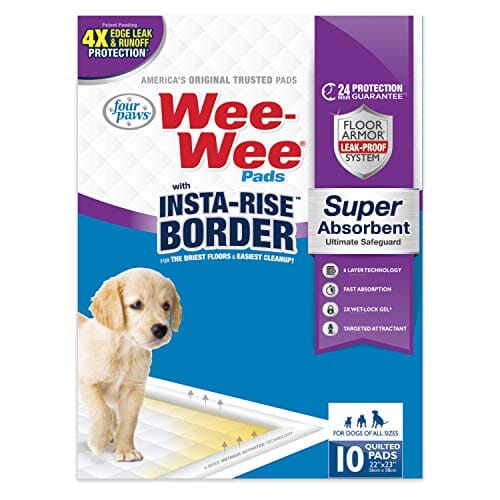 Four Paws Wee-Wee Insta-Rise Border Pad Dog Training Pads - 22 X 23 In - 10 Pack