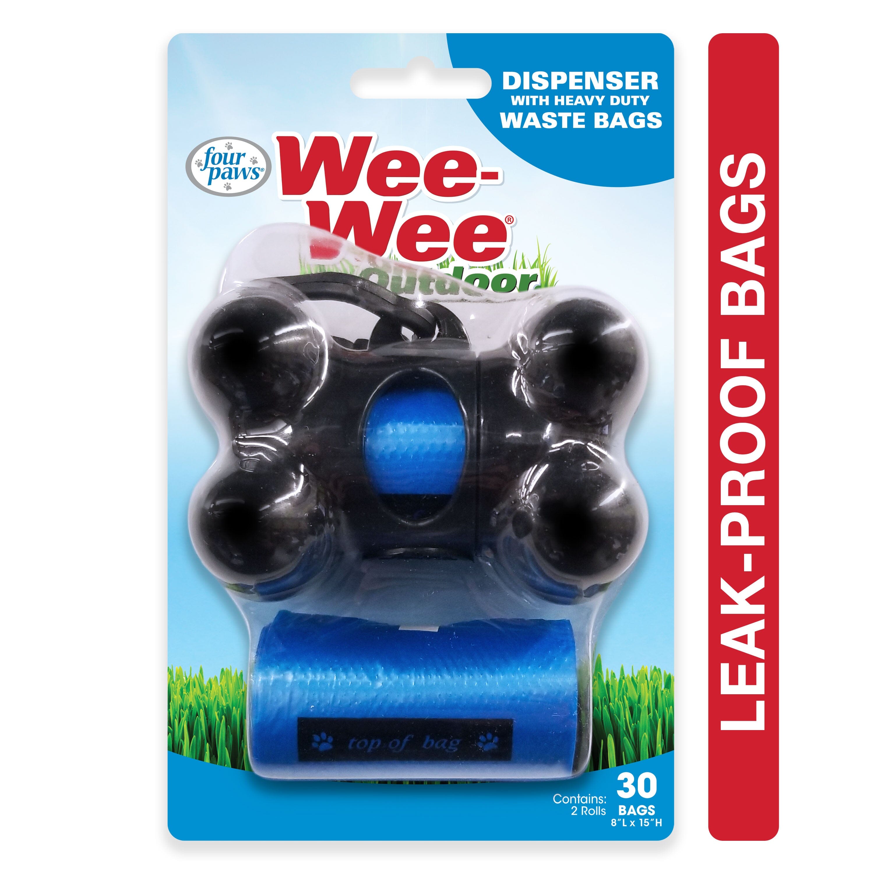 Four Paws Wee-Wee Outdoor Dog Waste Bag Dispenser with Heavy Duty Waste Bags Waste Bags - 30 Count