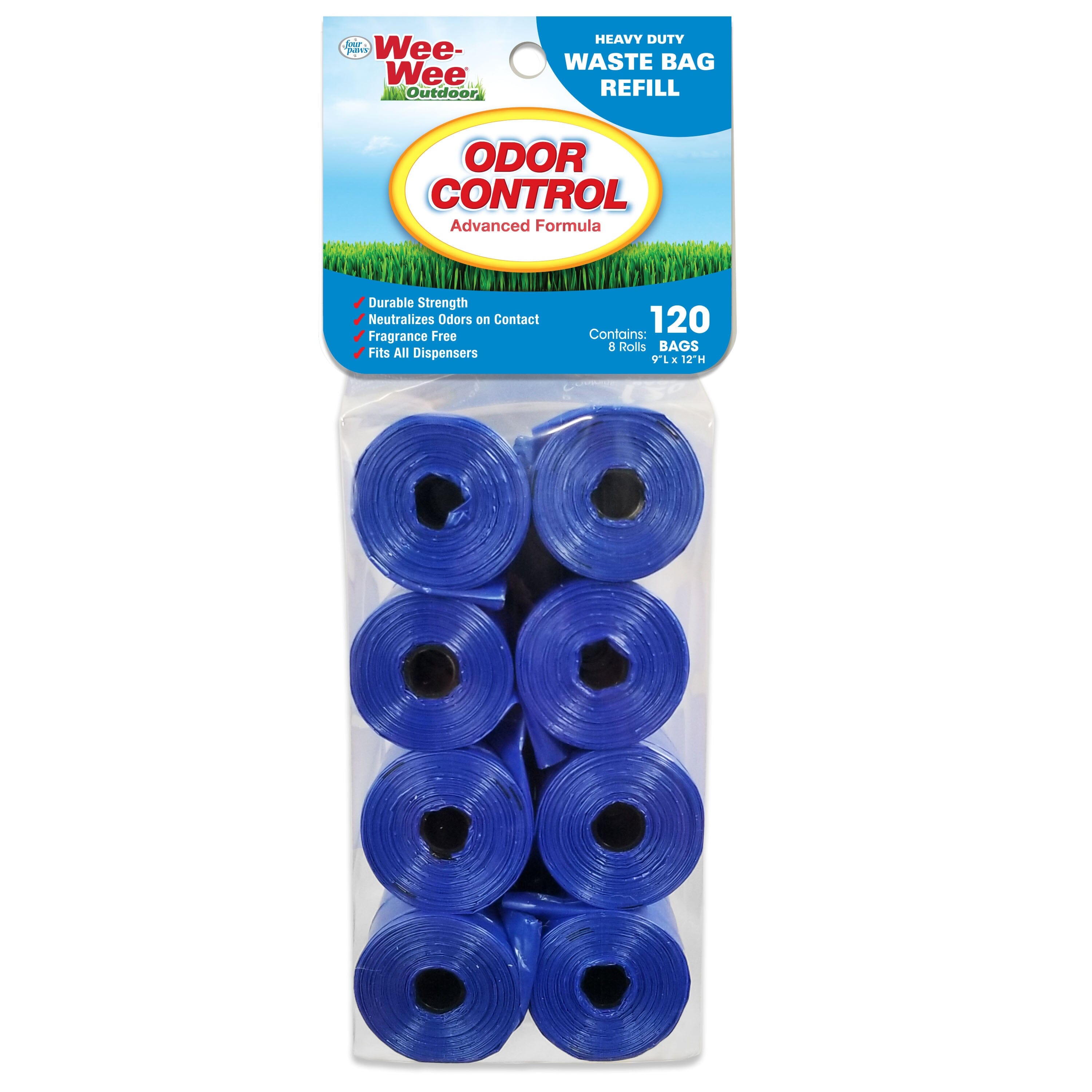 Four Paws Wee-Wee Outdoor Odor Control Heavy Duty Dog Waste Bags Refill Rolls Waste Bags - 120 Count