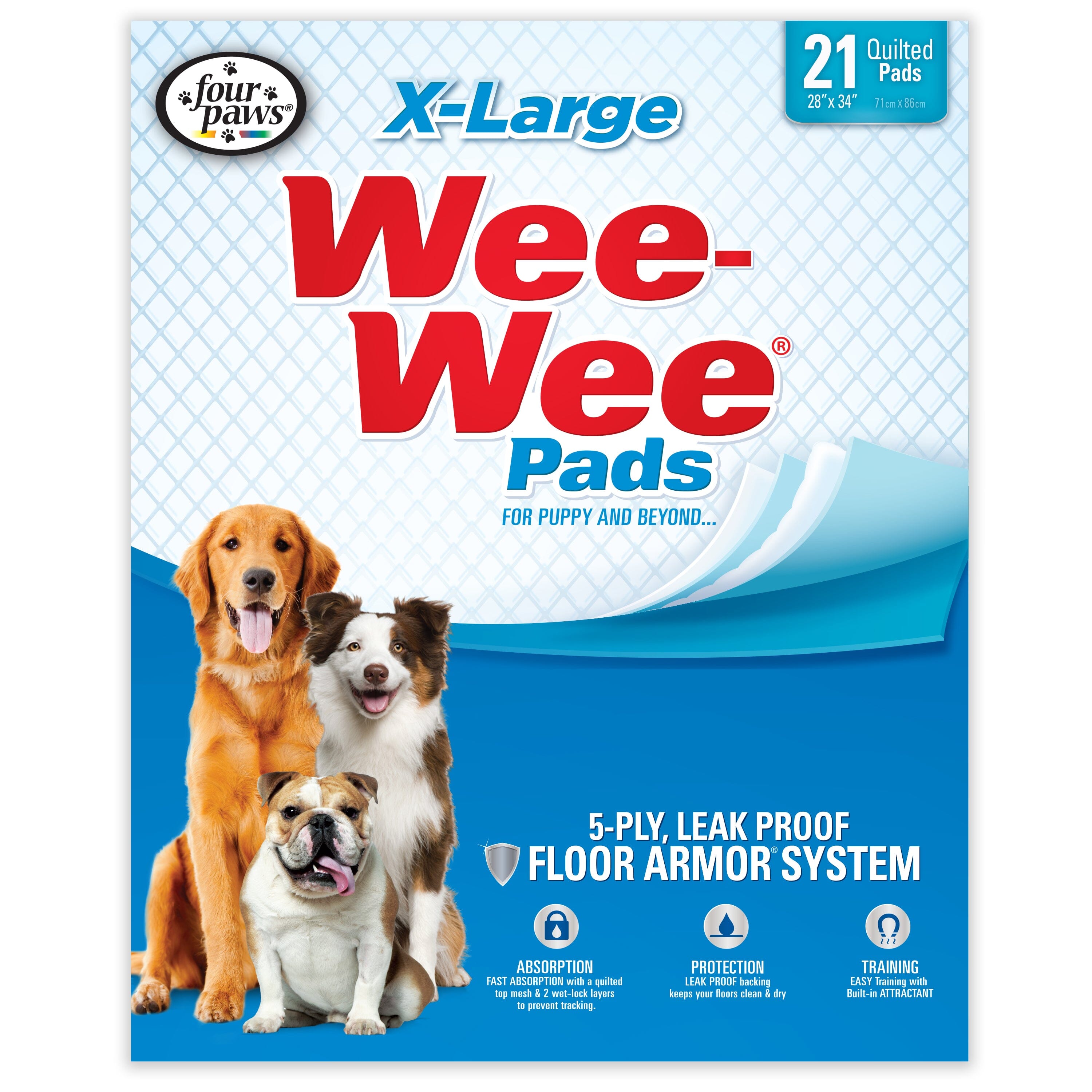Four Paws Wee-Wee Superior Performance Dog Pads - Extra Large - 28 in X 34 in - 21 Count