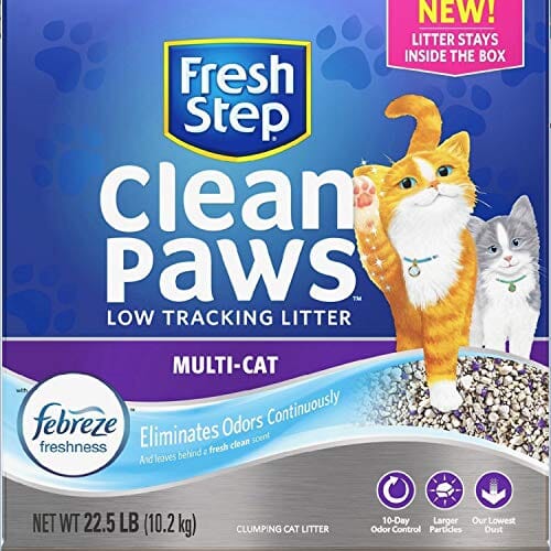 Fresh Step Clean Paws Multi-Cat Low Tracking Clumping Cat Litter, 22.5 lb