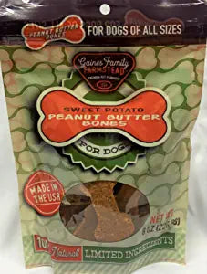Gaines Family Farm Limited Ingredient Diet Sweet Potato Bone coated with Peanut Butter Natural Dog Chews - 8 oz Bag