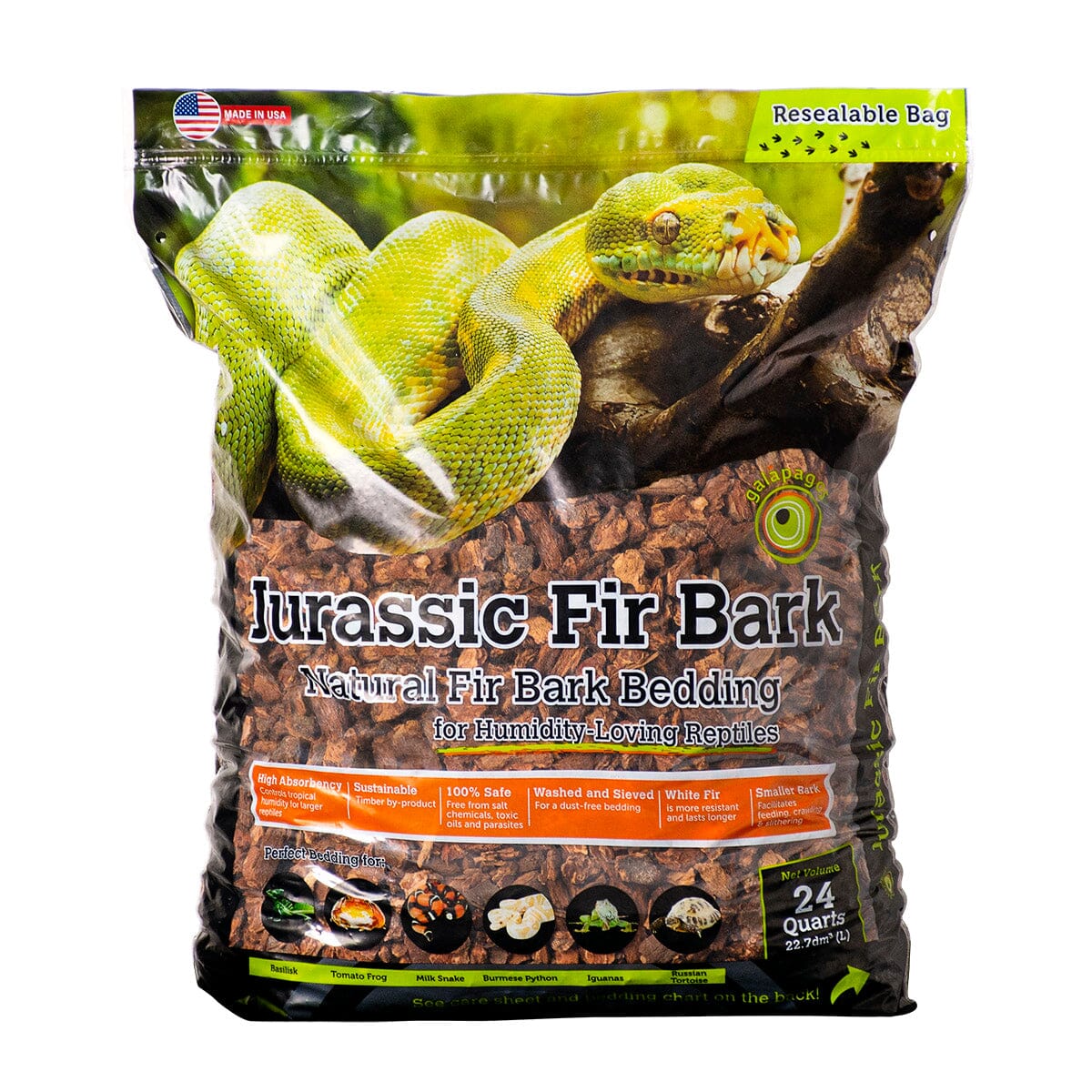 Galapagos Jurassic Fir Bark Natural Fir Bark Bedding Substrate - 24 Qt
