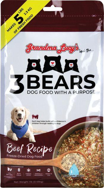 Grandma Lucy's 3 Bears Beef Dog Food Freeze-Dried Dog Food - 1 lb
