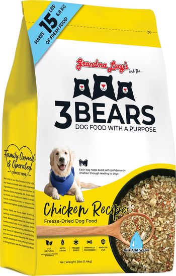 Grandma Lucy's 3 Bears Chicken Dog Food Freeze-Dried Dog Food - 3 lb