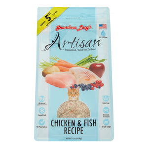 Grandma Lucy's Artisan Grain-Free Chicken & Fish Freeze-Dried Cat Food - 1lb Bag