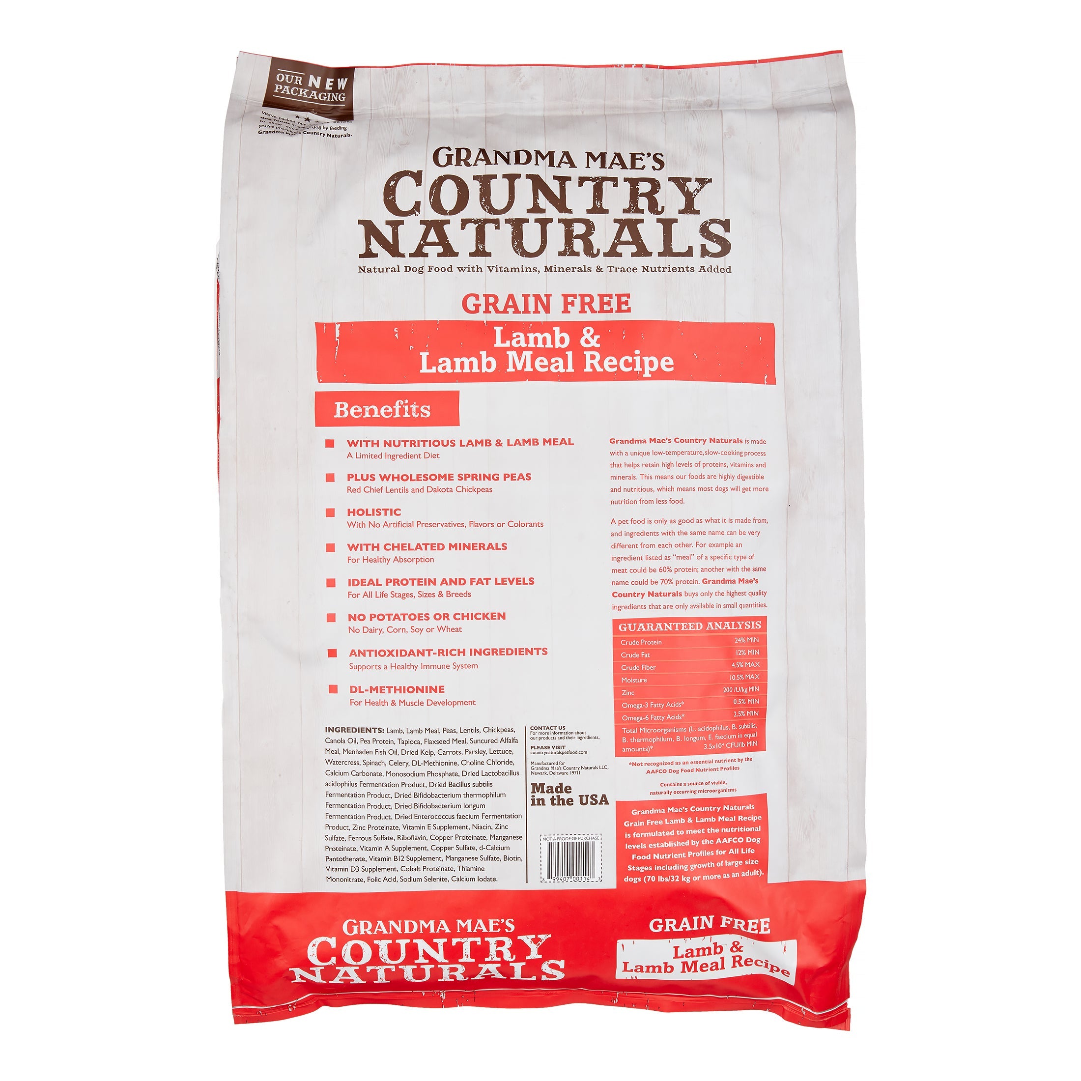 Grandma Mae's Country Naturals Dog Limited Ingredient Diet Grain-Free Lamb - 25 lbs