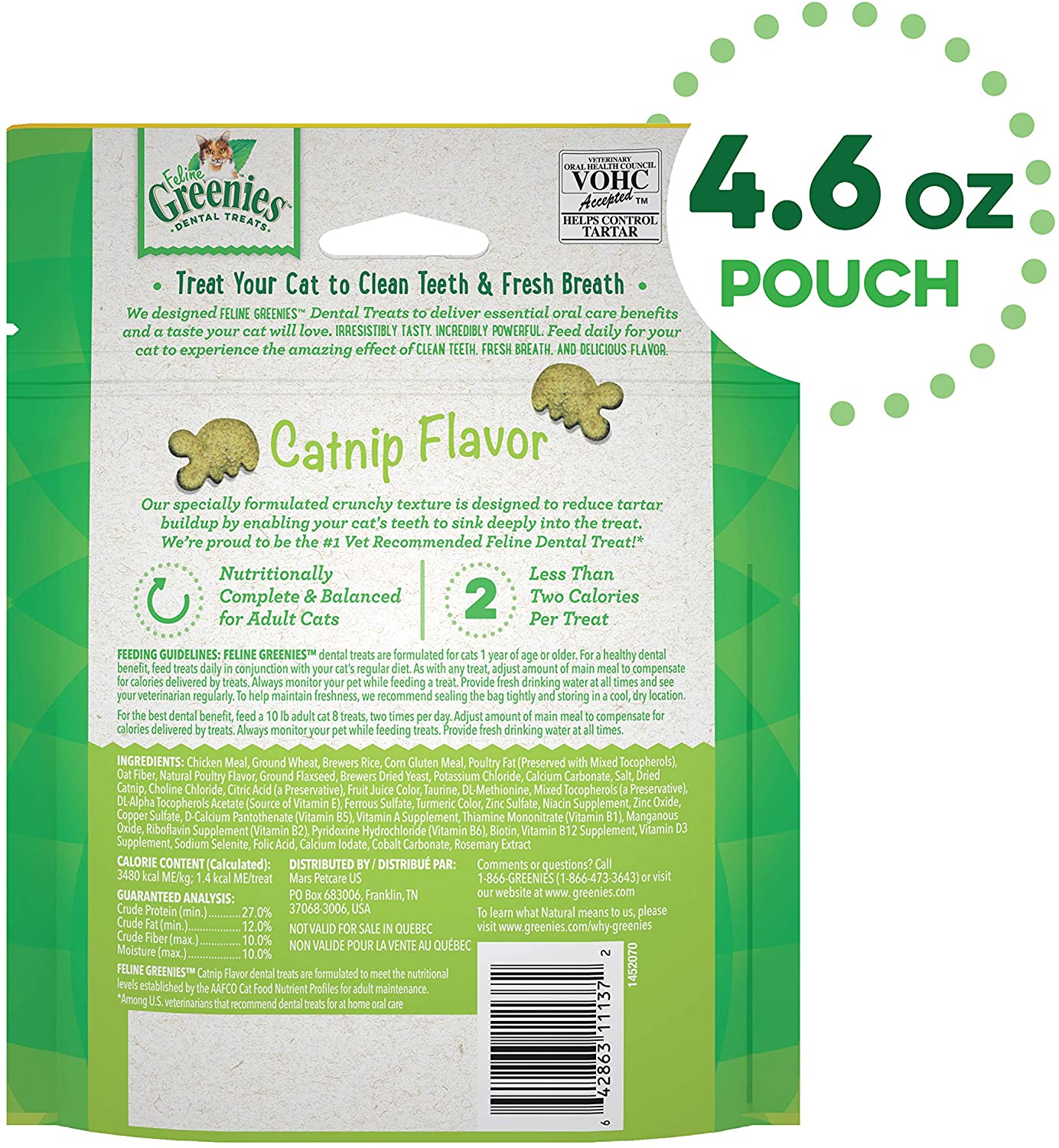 Greenies Feline Catnip Dental Cat Treats - 4.6 oz