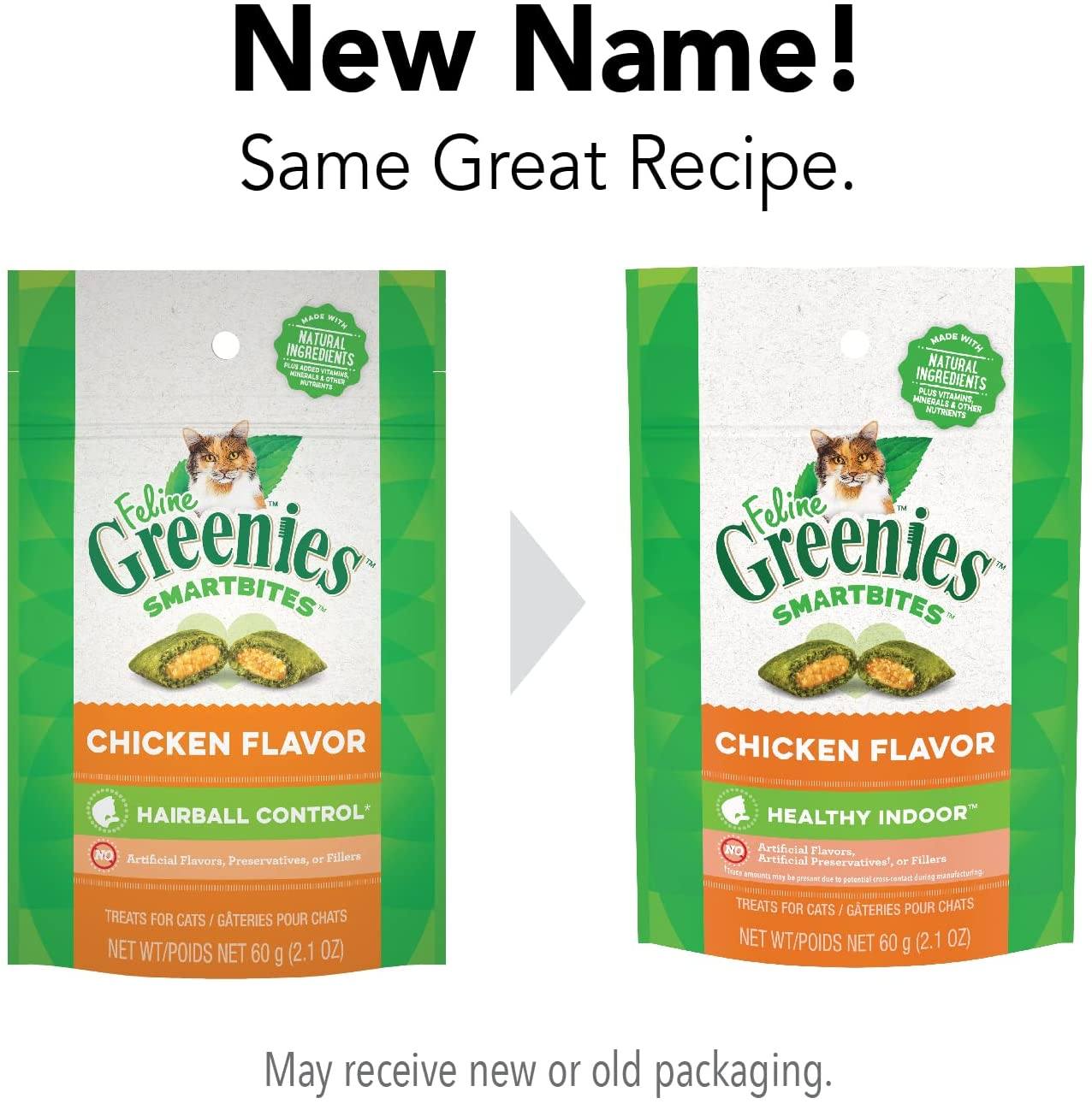 Greenies Feline SmartBites Hairball Control Chicken Dental Cat Treats - 2.1 oz
