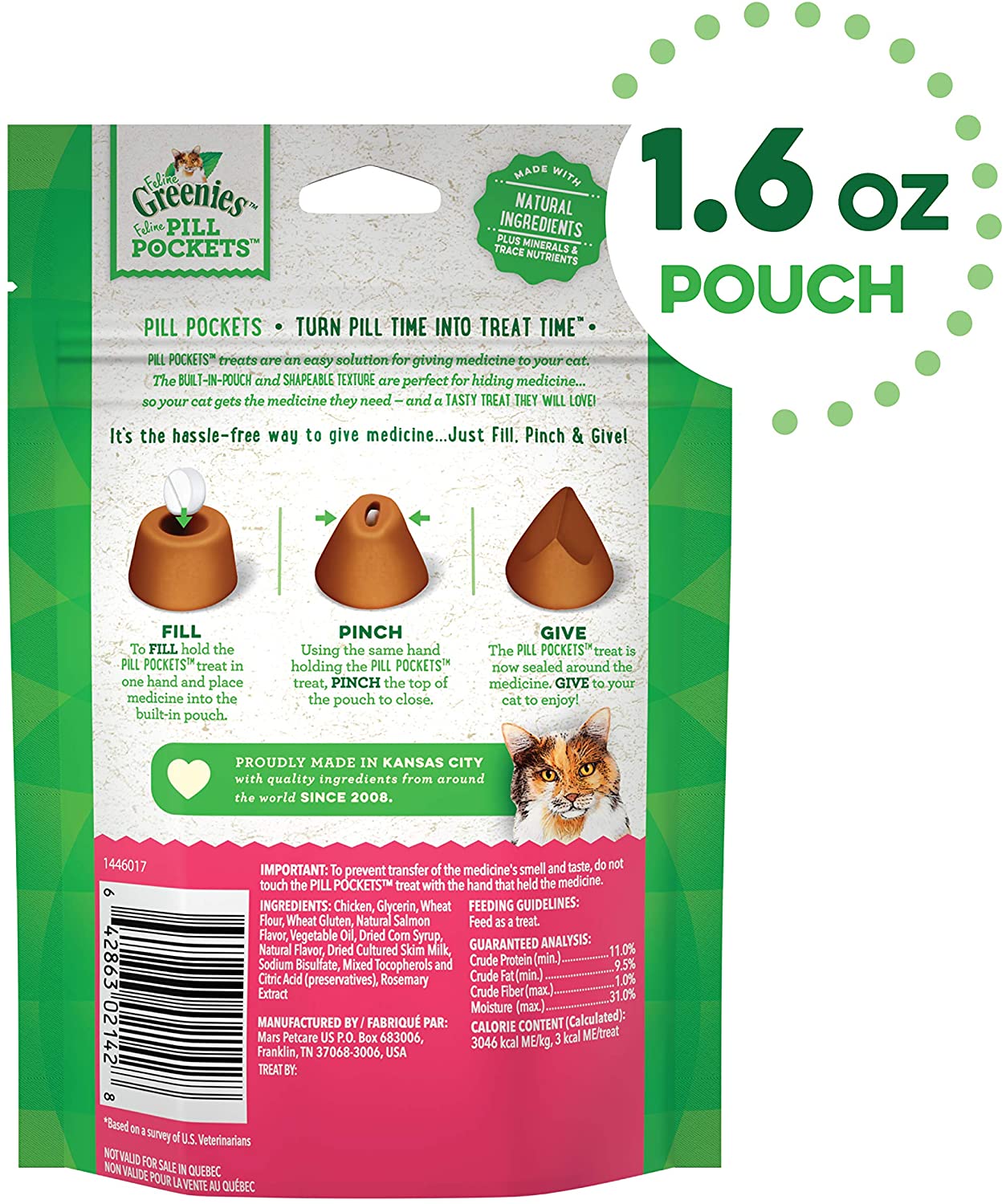 Greenies Pill Pockets for Cats Salmon Treats - 1.6 oz - 45 Count