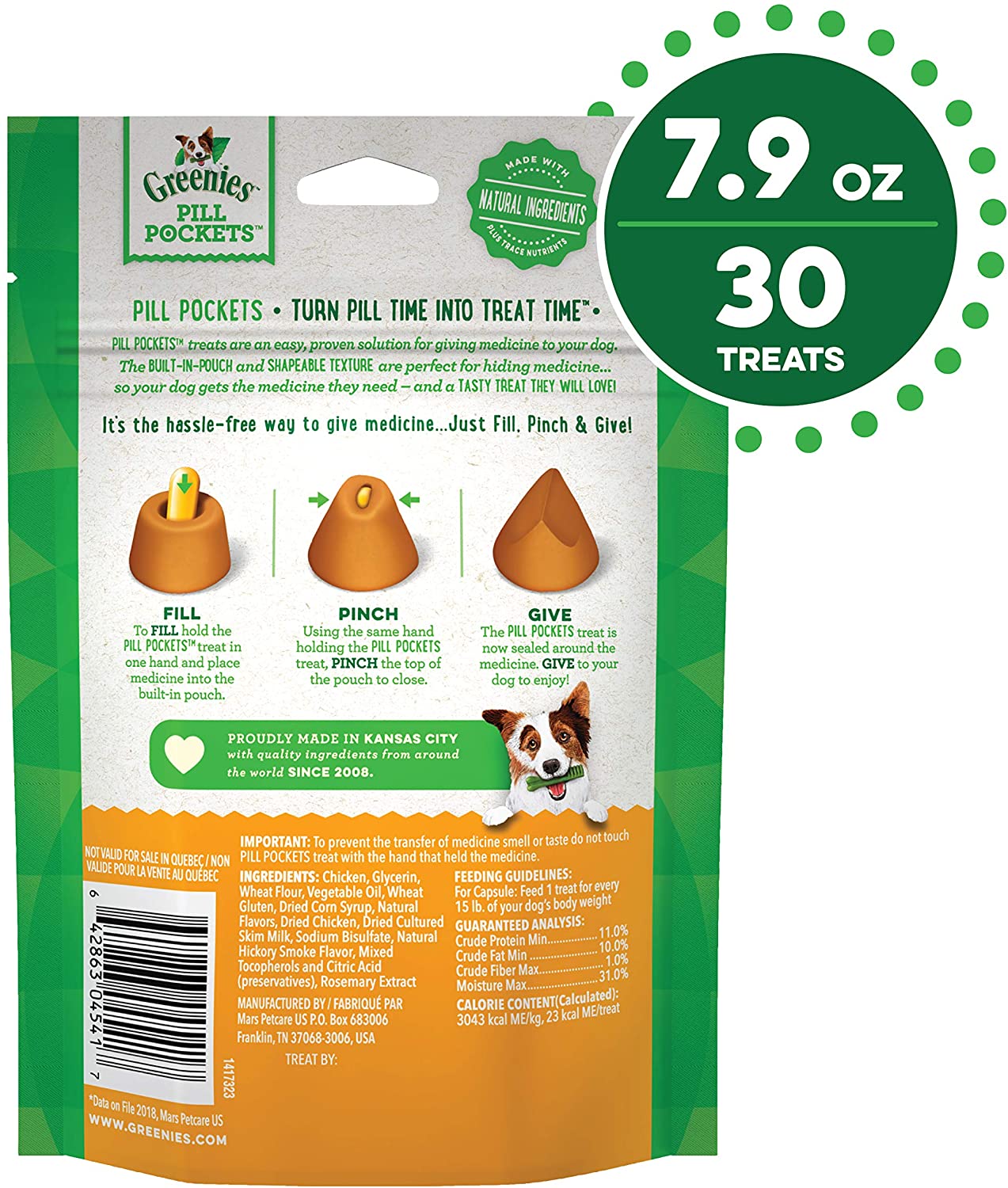 Greenies Pill Pockets for Dogs Chicken Capsule - 7.9 oz - 30 Count