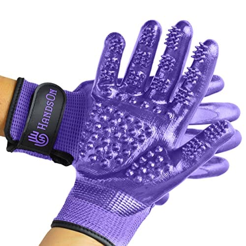 Hands On Pet Grooming & Bathing Gloves - Purple - Small