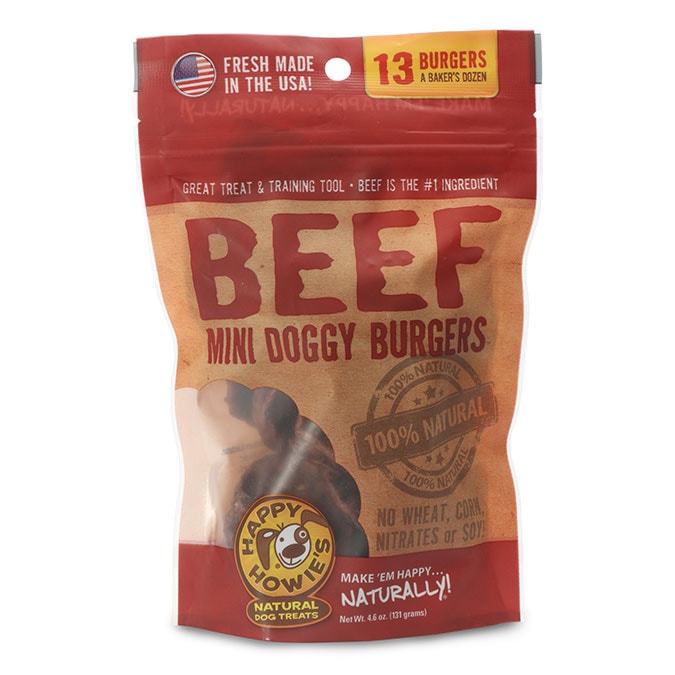 Happy Howie's 2" Mini Beef Burgers Natural Dog Chews - Baker's Dozen
