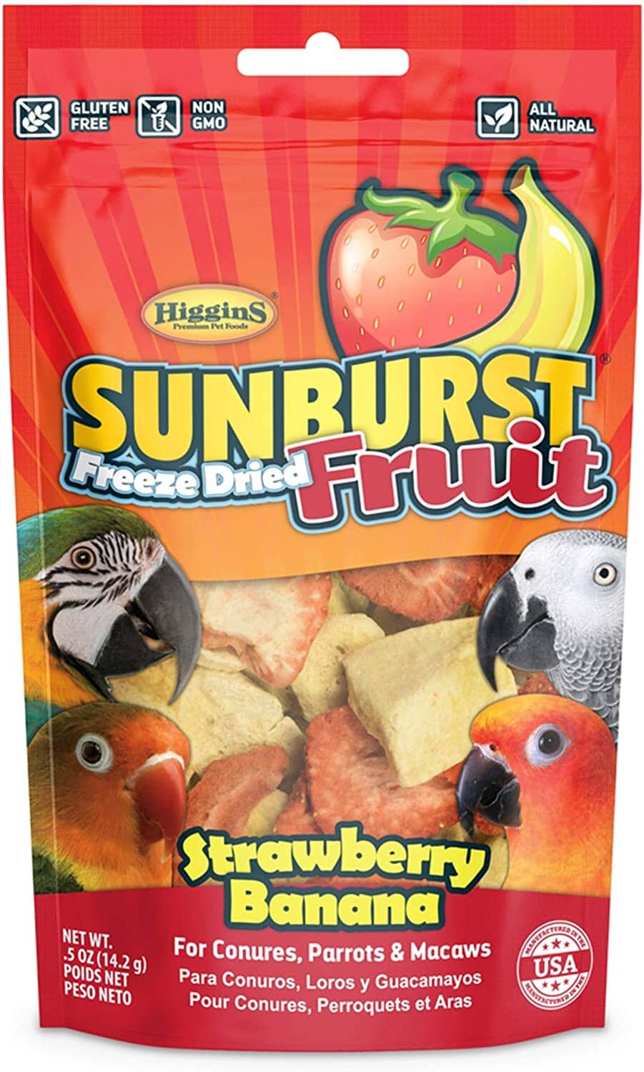 Higgins Sunburst Gourmet Freeze Dried Fruit Strawberry Banana Bird Treat Sticks - 0.5 Oz