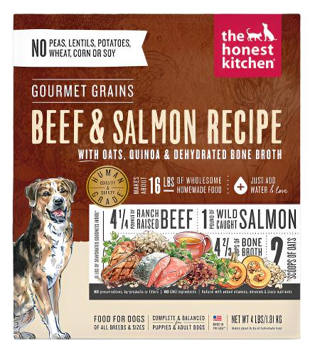 Honest Kitchen Gourmet Grain Beef Salmon Dehydrated Dog Food - 4 lb Box