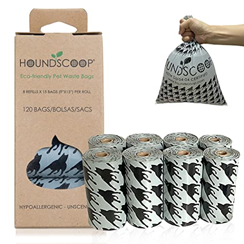 Houndscoop 120 Count Refill Rolls (8 Refill Rolls x 15 Unscented Bags) Pet Wastebags -  