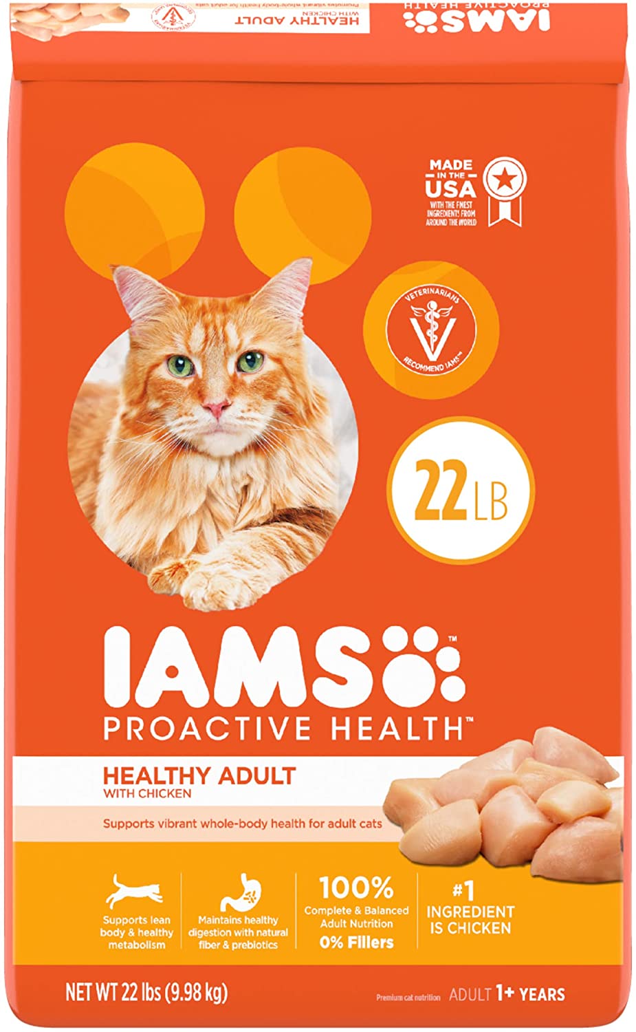 Iams ProActive Health Original Adult Chicken Dry Cat Food - 22 lb Bag  