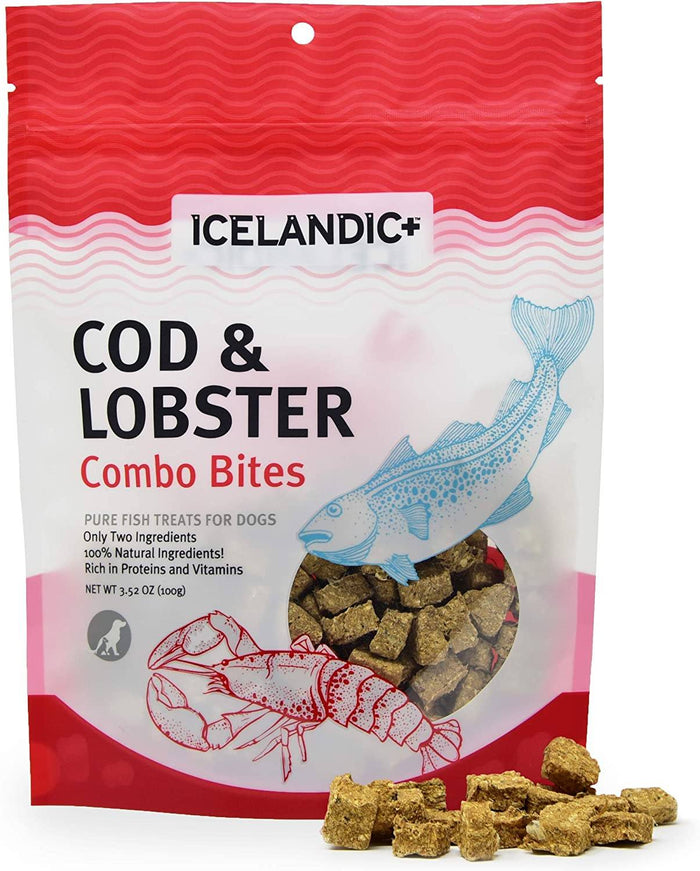 Icelandic+ Cod & Lobster Combo Bites Natural Chewy Cat and Dog Treats - 3.52 oz