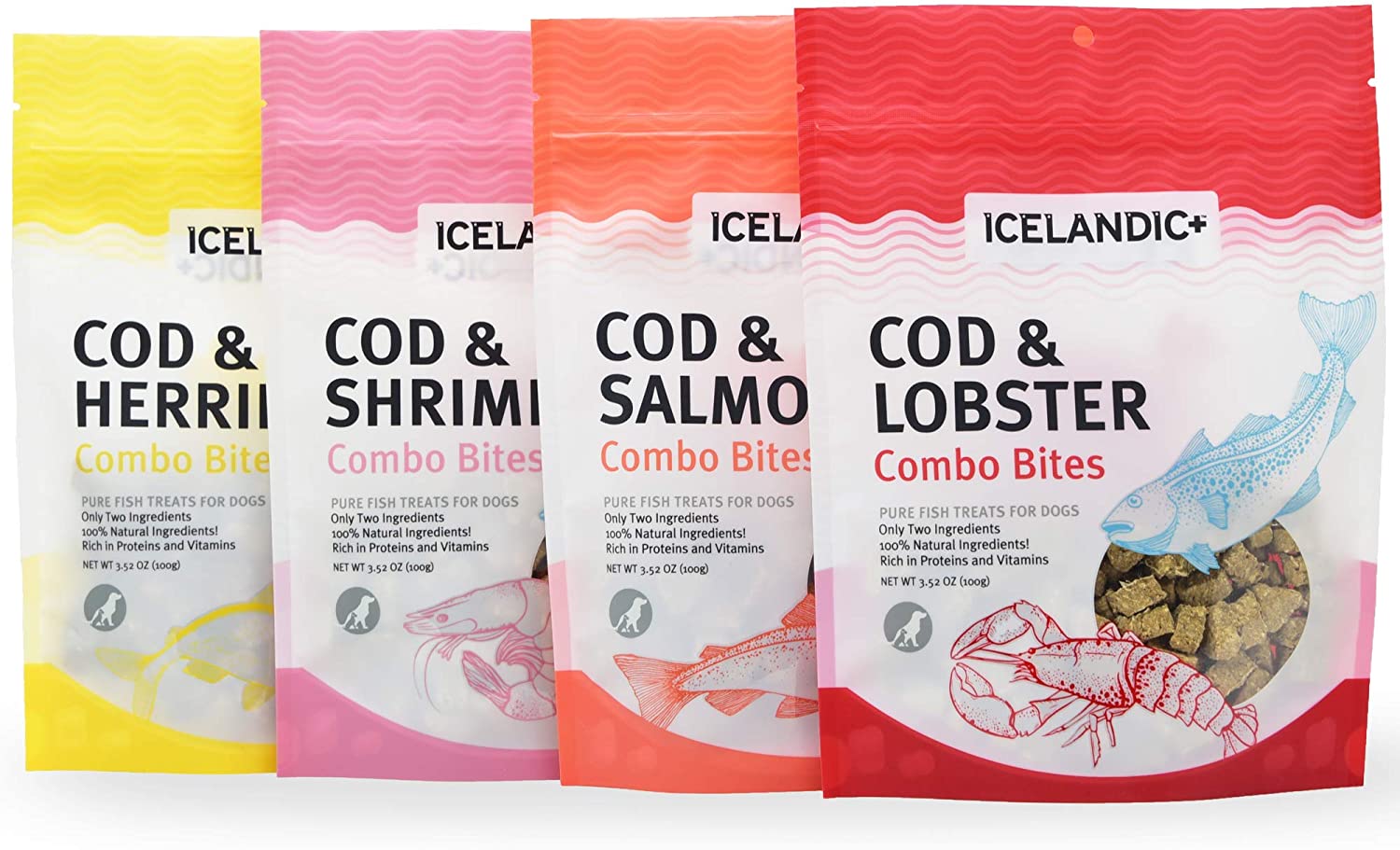 Icelandic+ Cod & Lobster Combo Bites Natural Chewy Cat and Dog Treats - 3.52 oz  