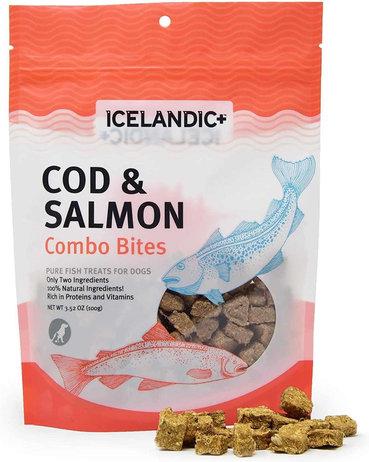 Icelandic+ Cod & Salmon Combo Bites Natural Chewy Cat and Dog Treats - 3.52 oz
