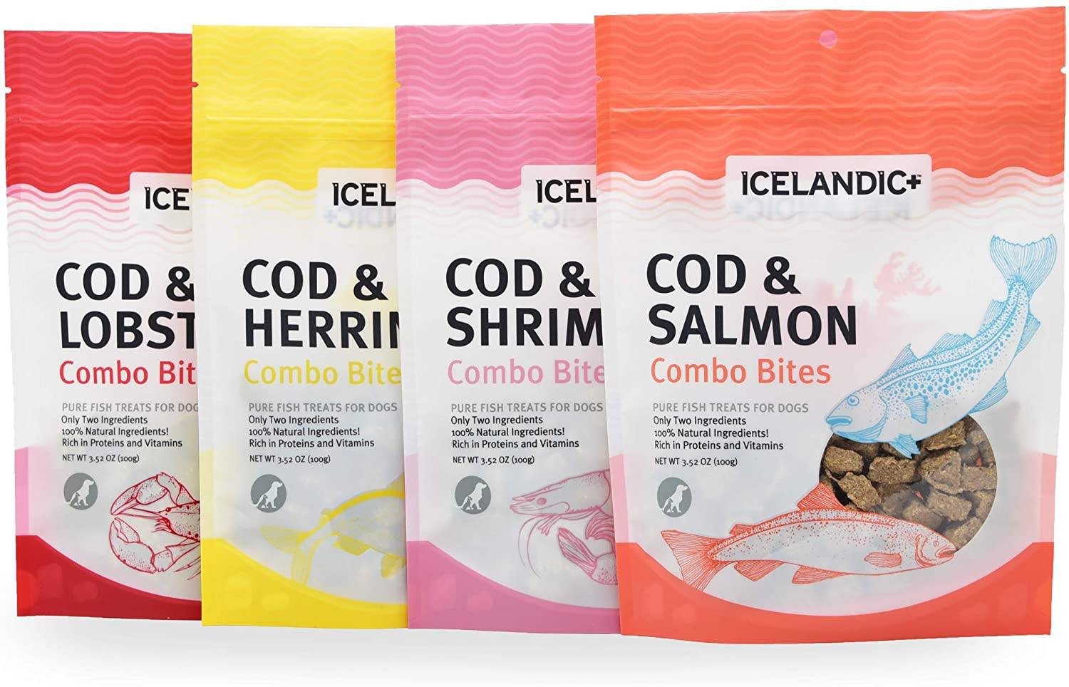 Icelandic+ Cod & Salmon Combo Bites Natural Chewy Cat and Dog Treats - 3.52 oz  