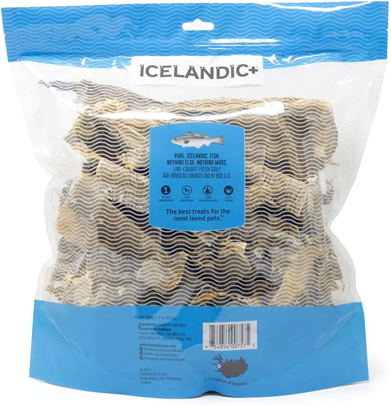 Icelandic+ Cod Skin (Mixed Pieces) Natural Dehydrated Cat and Dog Treats - 8 oz  