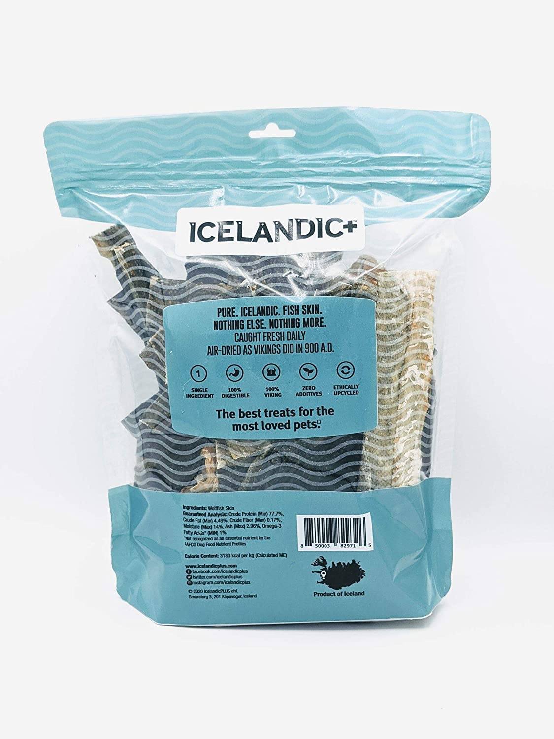 Icelandic+ Wolffish Skin Strips (Mixed Pieces) Natural Dehydrated Cat and Dog Treats - 12 oz  