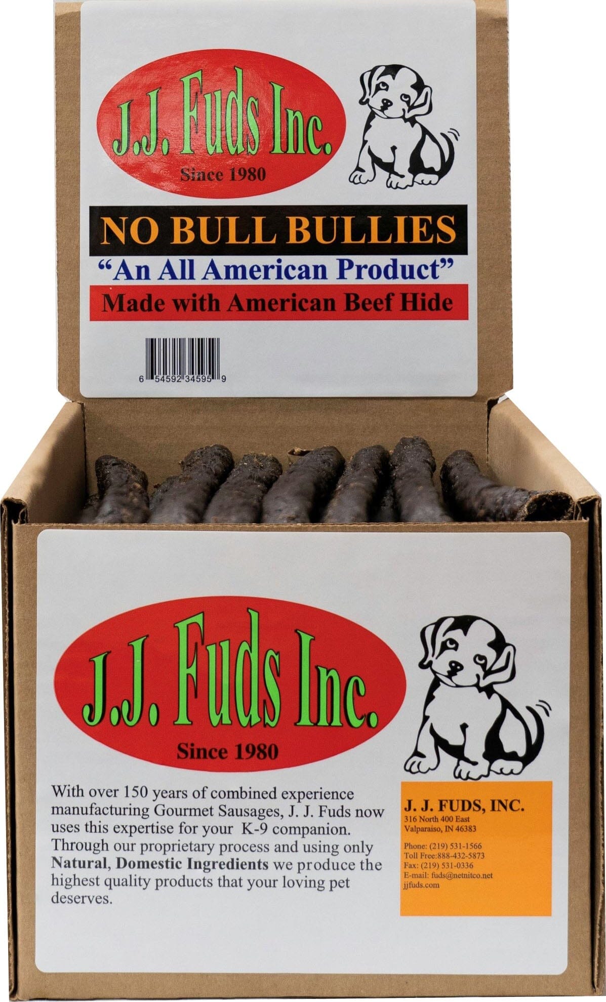 J.J. Fuds No Bull Display Natural Dog Chews - Beef - 12 In - 60 Count