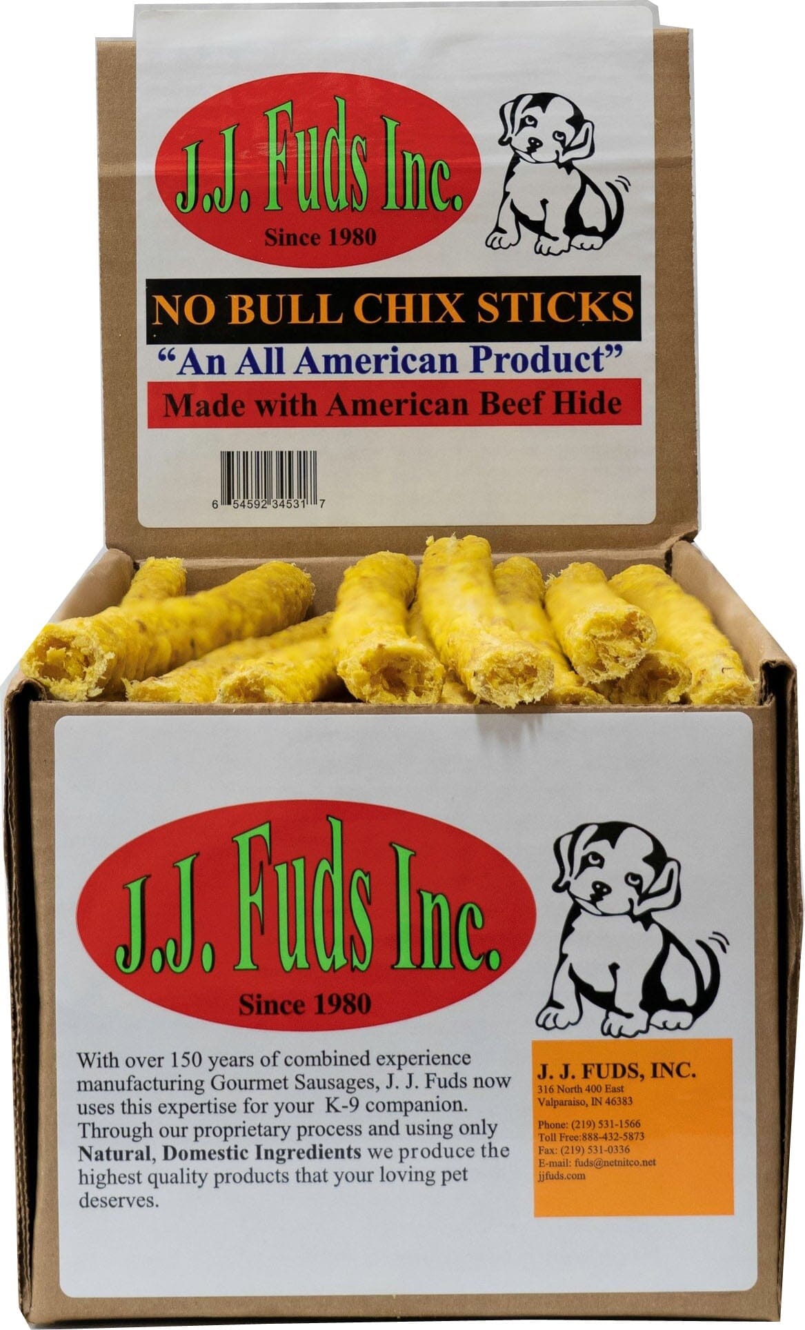 J.J. Fuds No Bull Display Natural Dog Chews - Chicken - 12 In - 60 Count
