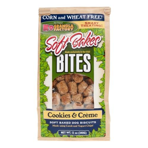 K9 Granola Granola Soft Bakes BITES Cookies & Crème with Carob & Yogurt Chips 12oz Baked Dog Treats -