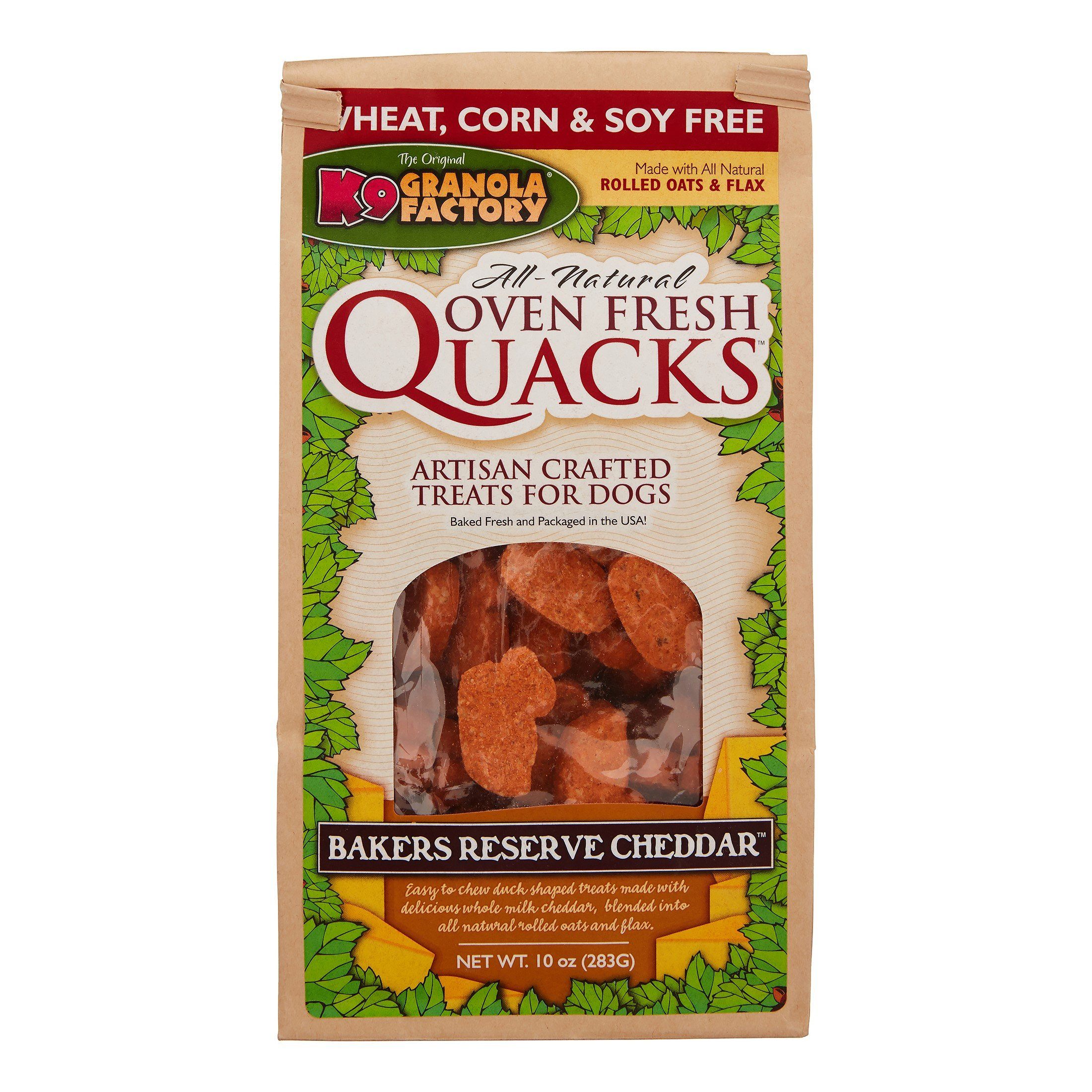 K9 Granola Oven Fresh QUACKS Bakers Reserve Cheddar Baked Dog Treats - 10 oz