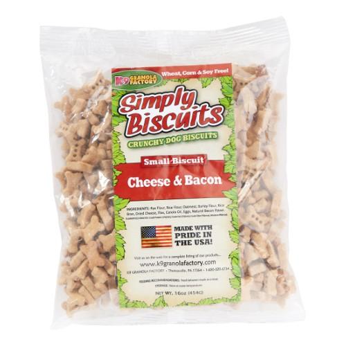 K9 Granola Simply Biscuits Cheese & Bacon - Small Crunchy Dog Treats - 1lb