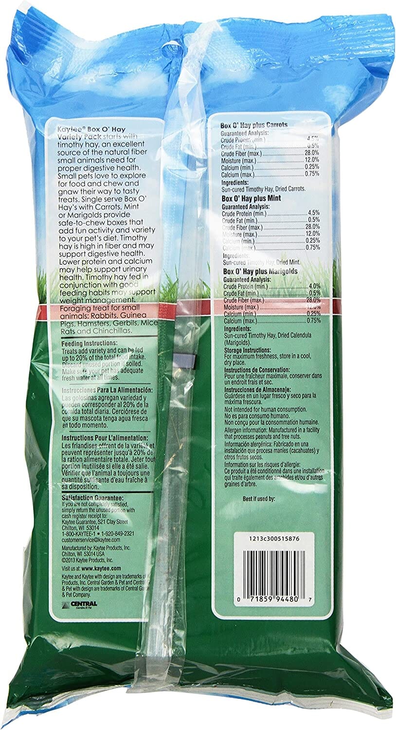 Kaytee Box O' Hay Variety Pack Carrot, Mint, and Marigold - 3.45 Oz
