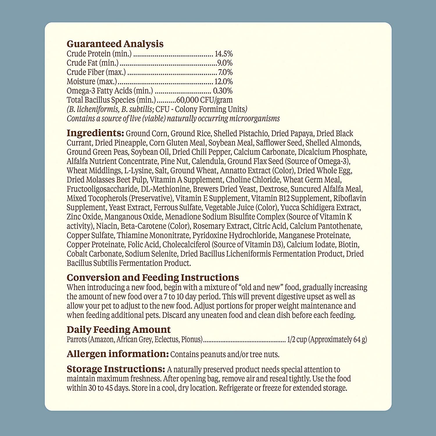 Kaytee Food from the Wild Parrot - 2.5 lb