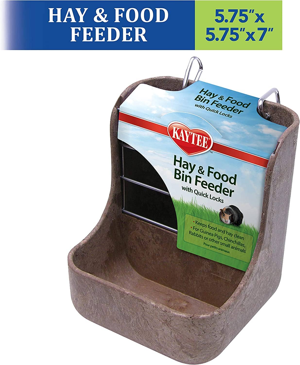 Kaytee Hay & Food Bin Feeder With Quick Locks - 5.75 in X 6 in X 7 in