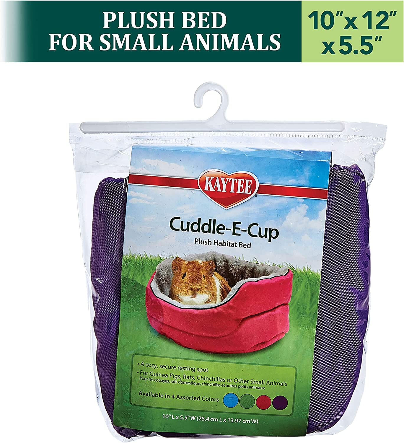 Kaytee Super Sleeper Cuddle-E-Cup Pink, Purple, Blue, Green - 10 inl X 12 inw X 5.5 inh