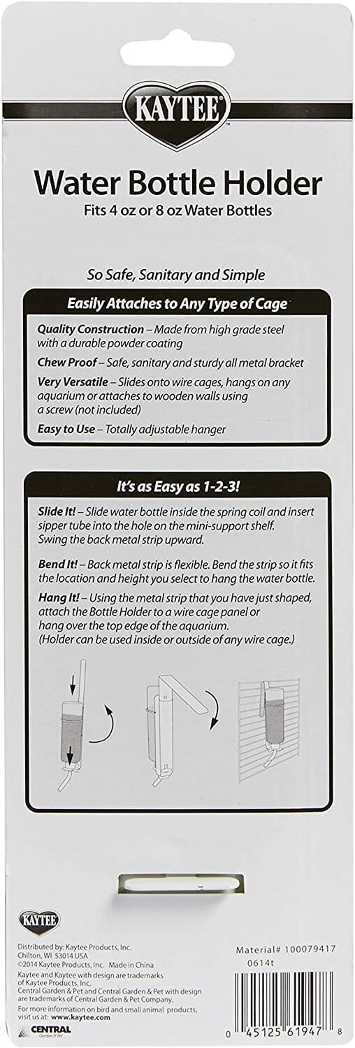 Kaytee Water Bottle Holder White - 4 Or 8 Oz