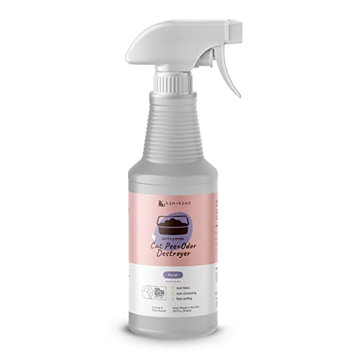 KIN + KIND Cat Pee+Odor Destroyer (Kitty Litter) Floral Cat and Dog Stain and Odor Remover - 32 oz