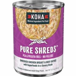 Koha Grain-Free Shredded Chicken Beef Canned Dog Food - 12.5 Oz - Case of 12