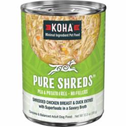 Koha Grain-Free Shredded Chicken Duck Canned Dog Food - 12.5 Oz - Case of 12