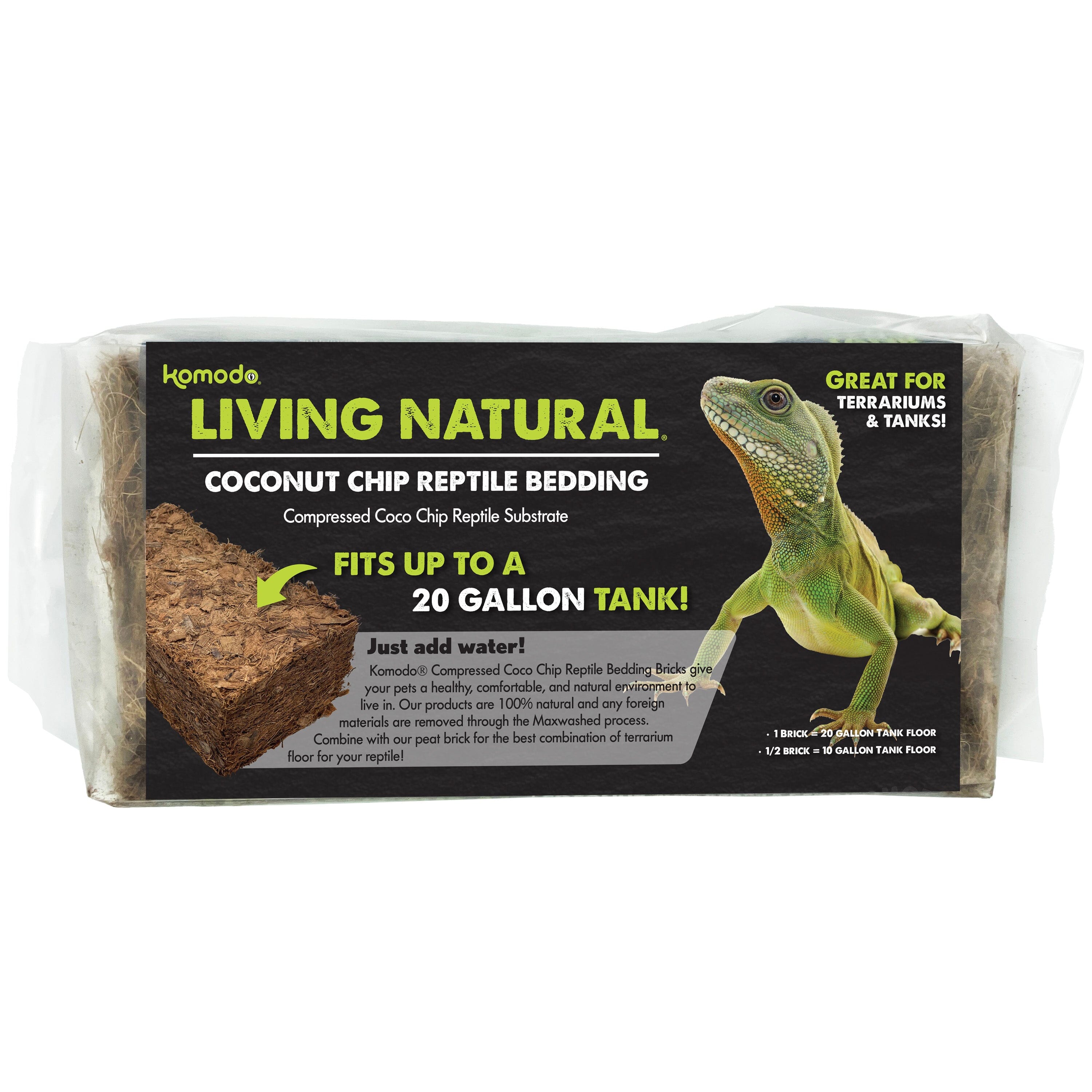 Komodo Living Natural Coconut Chip Reptile Bedding Brick