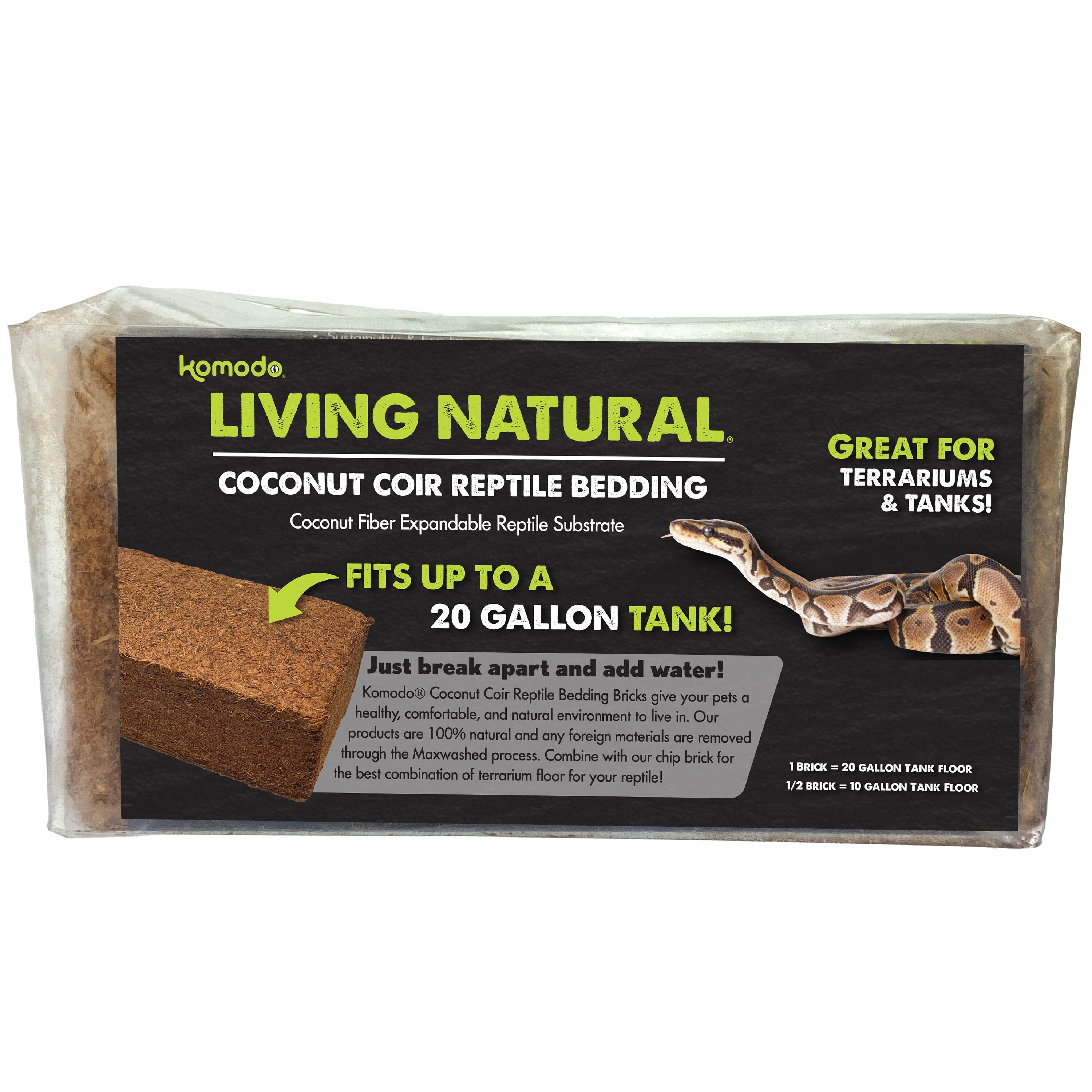 Komodo Living Natural Coconut Coir Reptile Bedding Brick