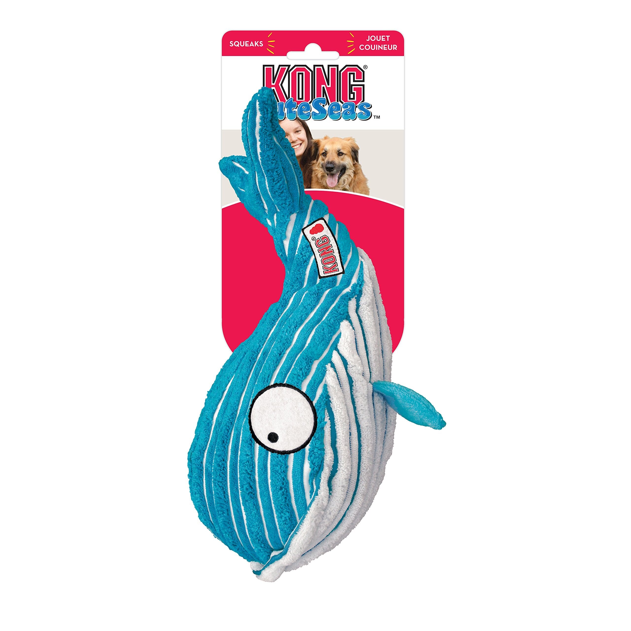 Kong Cuteseas Whale Corduroy Crinkle and Squeaking Plush Dog Toy - Large