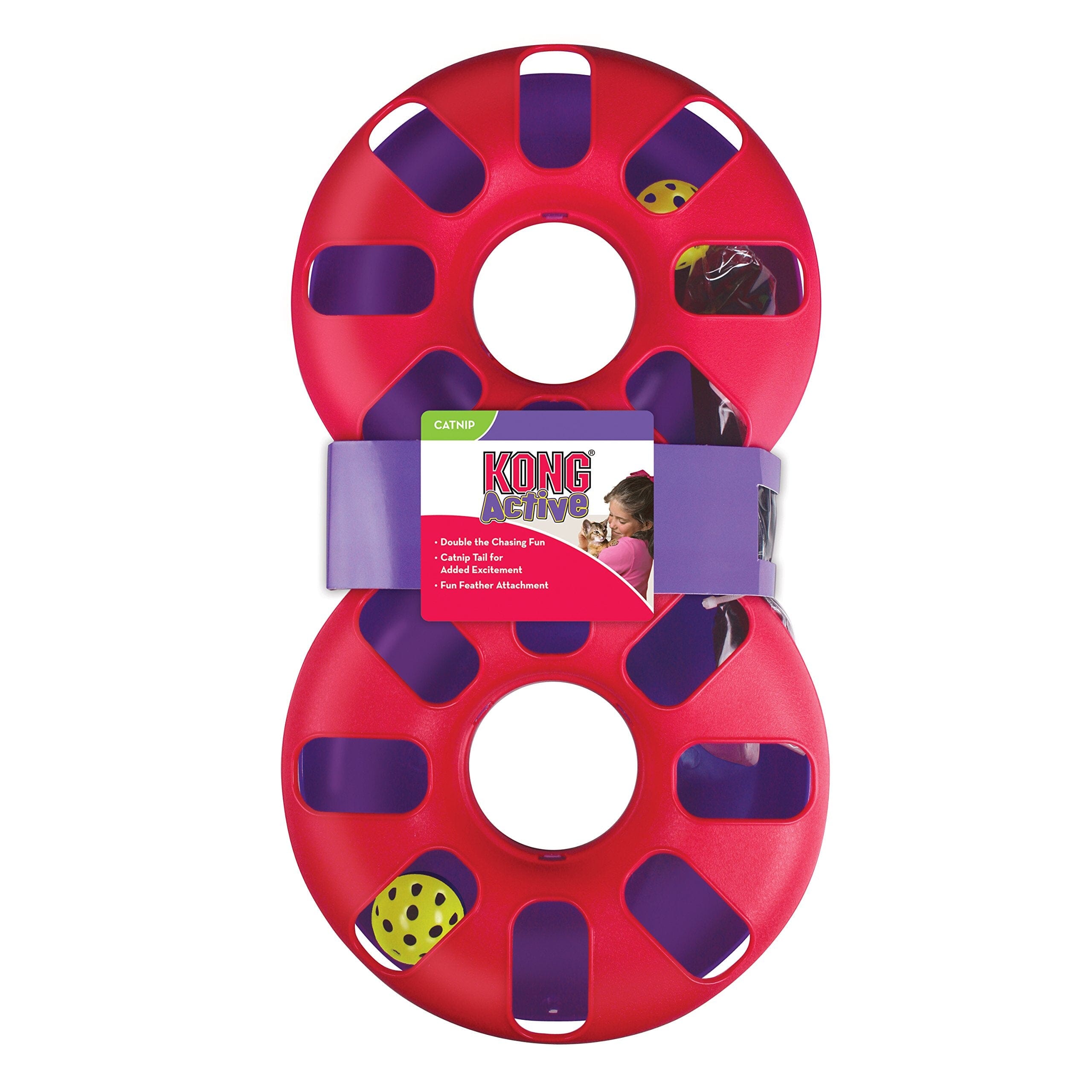 Kong Eight Track Interactive Puzzle Catnip Cat Toy with Teaser